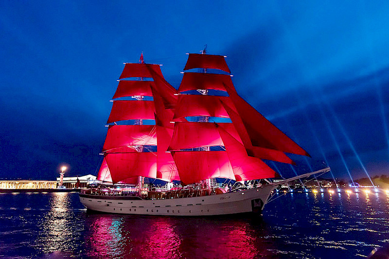 Scarlet Sails in the City on the Neva River