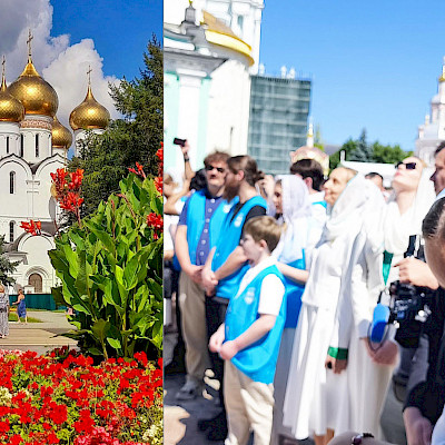 Австралийская молодежь у преподобного Сергия на патриаршем богослужении