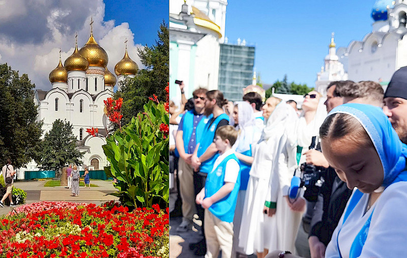 Австралийская молодежь у преподобного Сергия на патриаршем богослужении